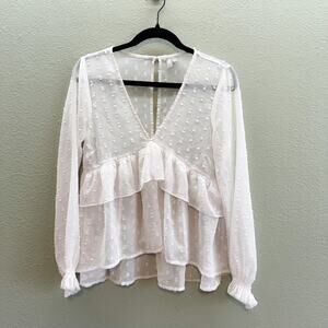 ASOS White Sheer Ruffle Blouse